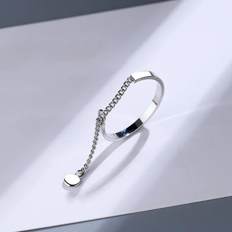 Silver Minimalist Tassel Bead Ring with Adjustable Round Opening