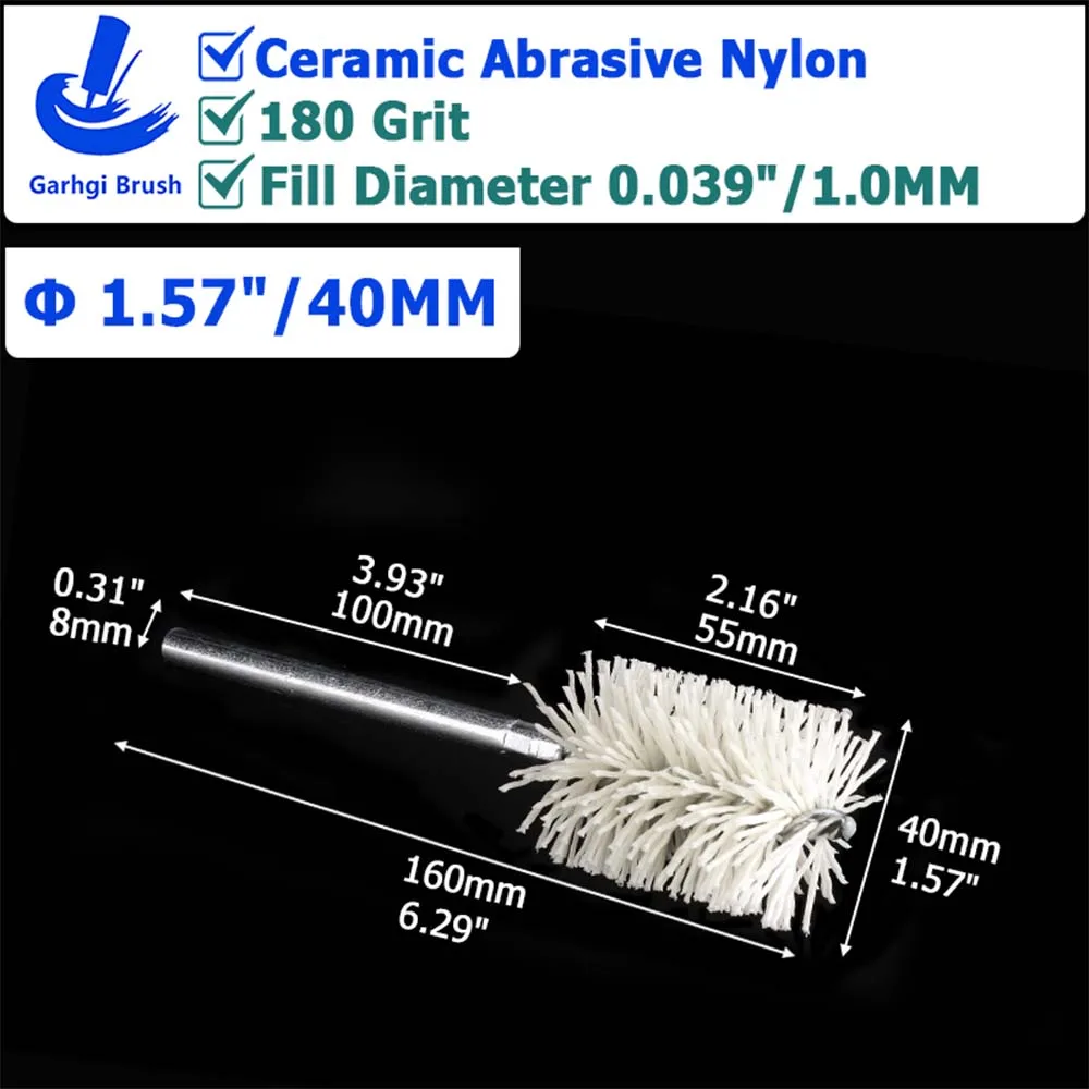 Ceramic Abrasive Nylon Tube Brushes for Surface Prep and Polishing