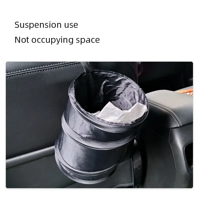 Car Trash Can Portable Durable Foldable Hanging Car Storage Bucket Chair  Back Oxford Cloth Storage Bag Trash Can 1pc