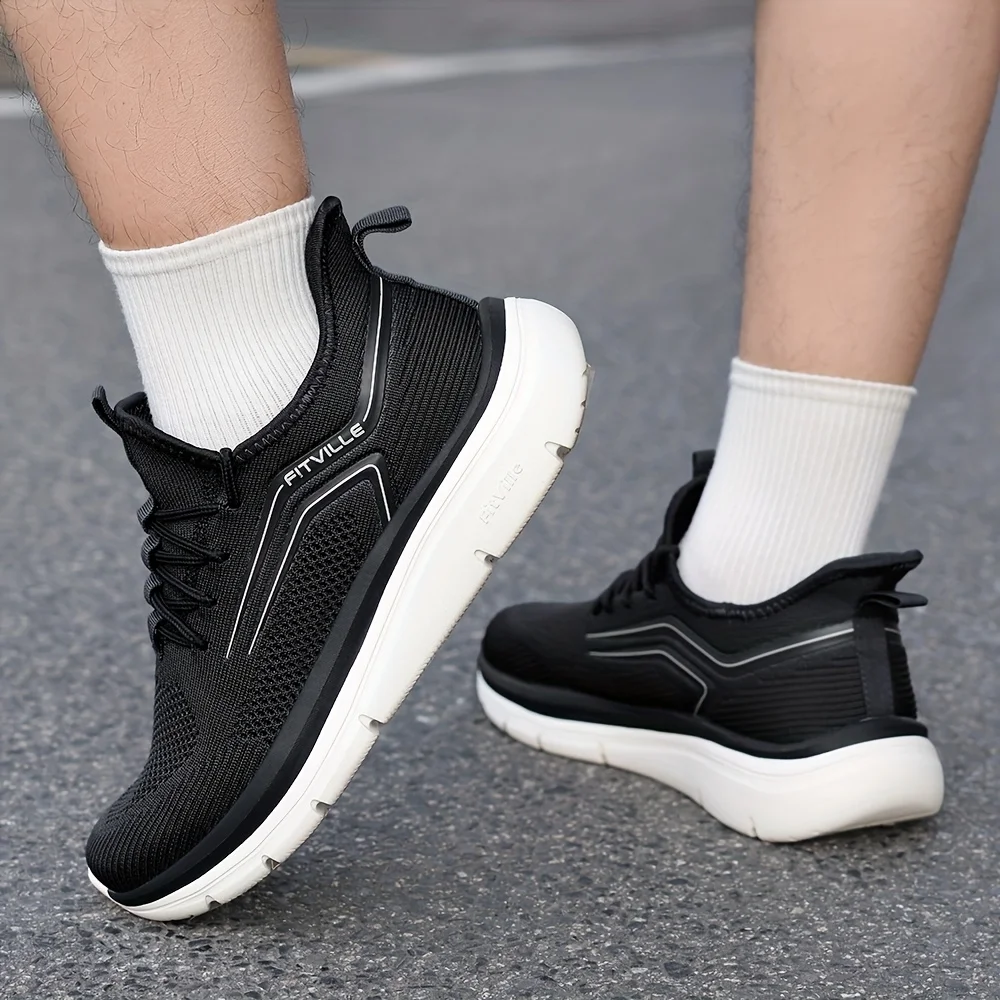 أحذية جري بنعل سميك أحذية رياضية رجالية مبطنة خفيفة الوزن وواسعة مع دعم قوس للأقدام المنتفخة أحذية رياضية خارجية