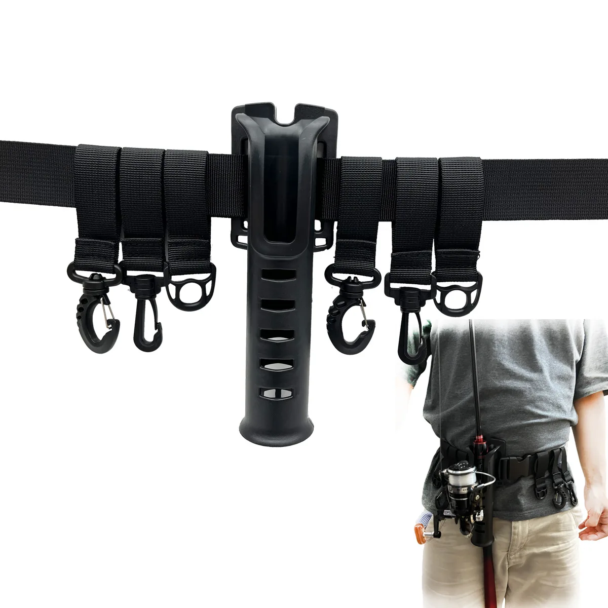 

Portable Fishing Wader Belt Rod Holder Fishing Gear Tackles Accessories Adjustable Waist Belts Fishing Rod Holder Pole Inserter