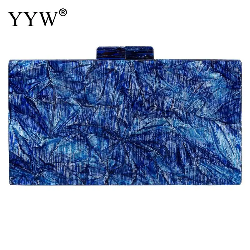 Acrylic Women'S Bag Luxury Designer Bag Blue Evening Clutch Bag For Wedding Party With Chain Shoulder Purse Female Box Handbag