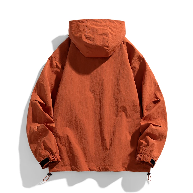 Hooded Technical Jacket Men Spring Autumn Mountain Nylon Cargo Pocket Outdoor Military Jacket Breathable Single Layer Casual Coa