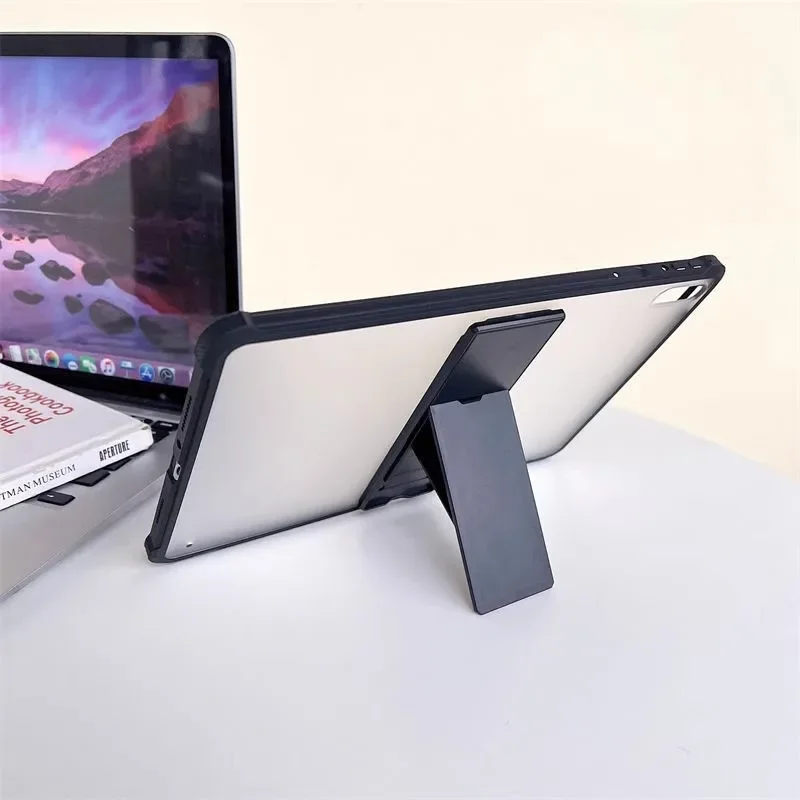Sleek Matte Clear Tablet Case with PC Bracket - Scratch-Resistant Back Cover
