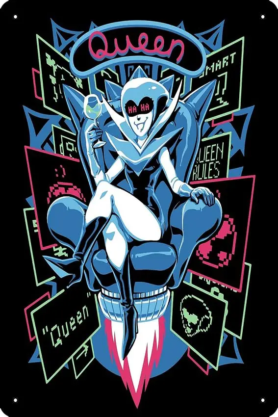 

Deltarune Spamton Merch атака убийцы королевы рубашки плакат смешной металлический жестяной знак для дома кухни бара комнаты гаража Декор