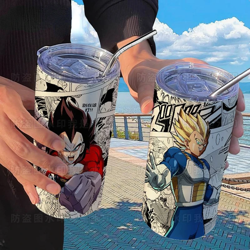 

Anime Dragon Ball Sun Wukong Vegeta Cartoon Creative Stainless Steel Insulated Cup Fashionable and High-Looking Straw Cup