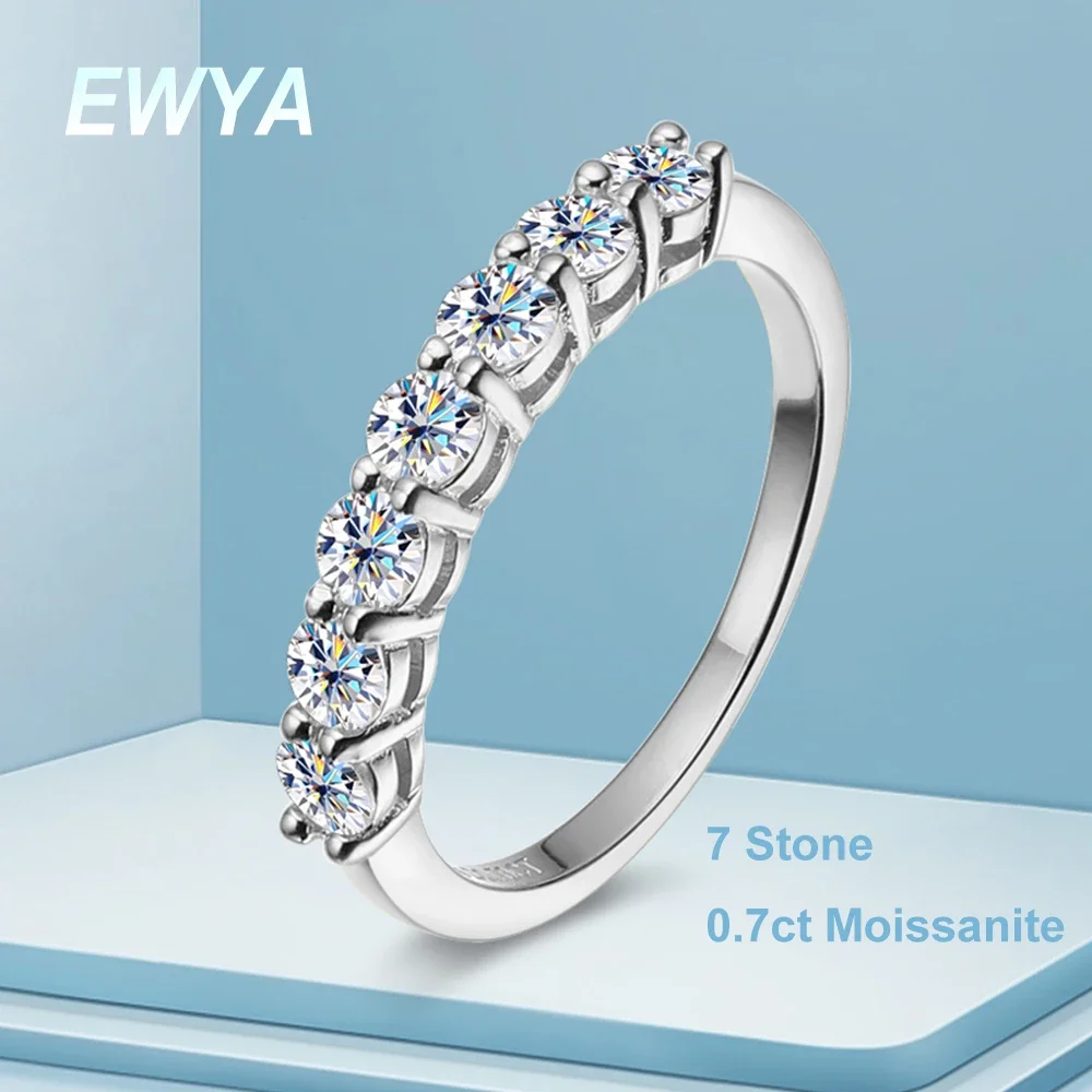 

EWYA Luxury Designer 0.7ct Moissanite Rings for Women 100% 925 Sterling Silver Jewelry Engagement Bridal Wedding Band Ring Gift
