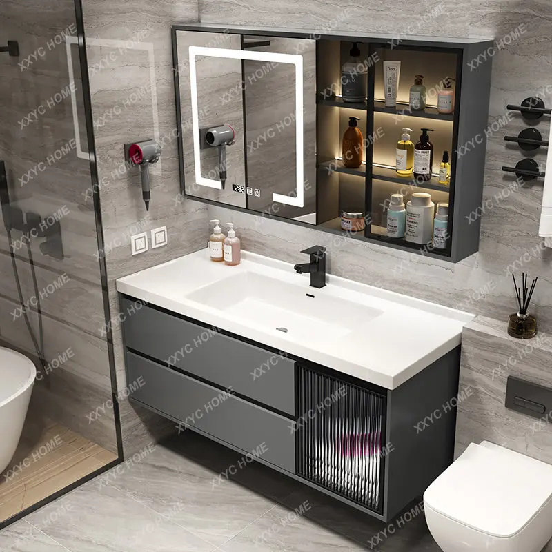 

Integrated Ceramic Basin Bathroom Cabinet Combination Simple Modern Bathroom Table Washbasin