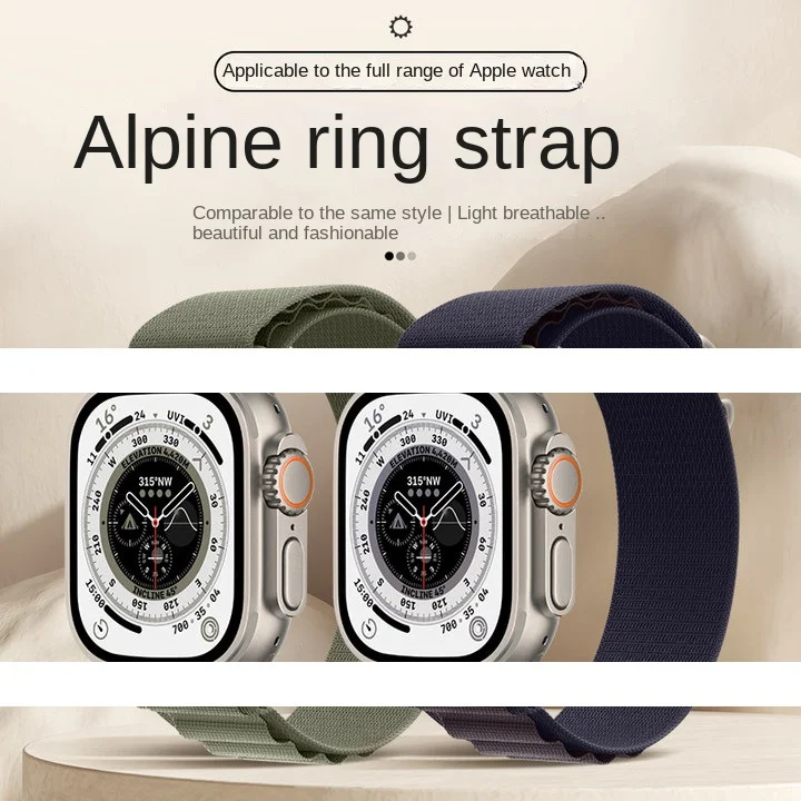 

Ремешок нейлоновый для Apple Watch 8/se, универсальный альпийский браслет с пряжкой для Apple Watch 9 Ultra2 от 38 мм до 49 мм
