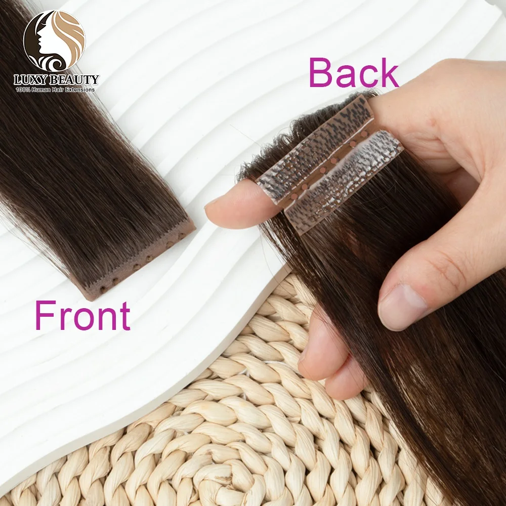 Brown Invisible Twin Tabs Hair Weft Human Hair Extensions Straight Inject PU Hole Weft Microlinks XO Blonde 10pcs/Pack