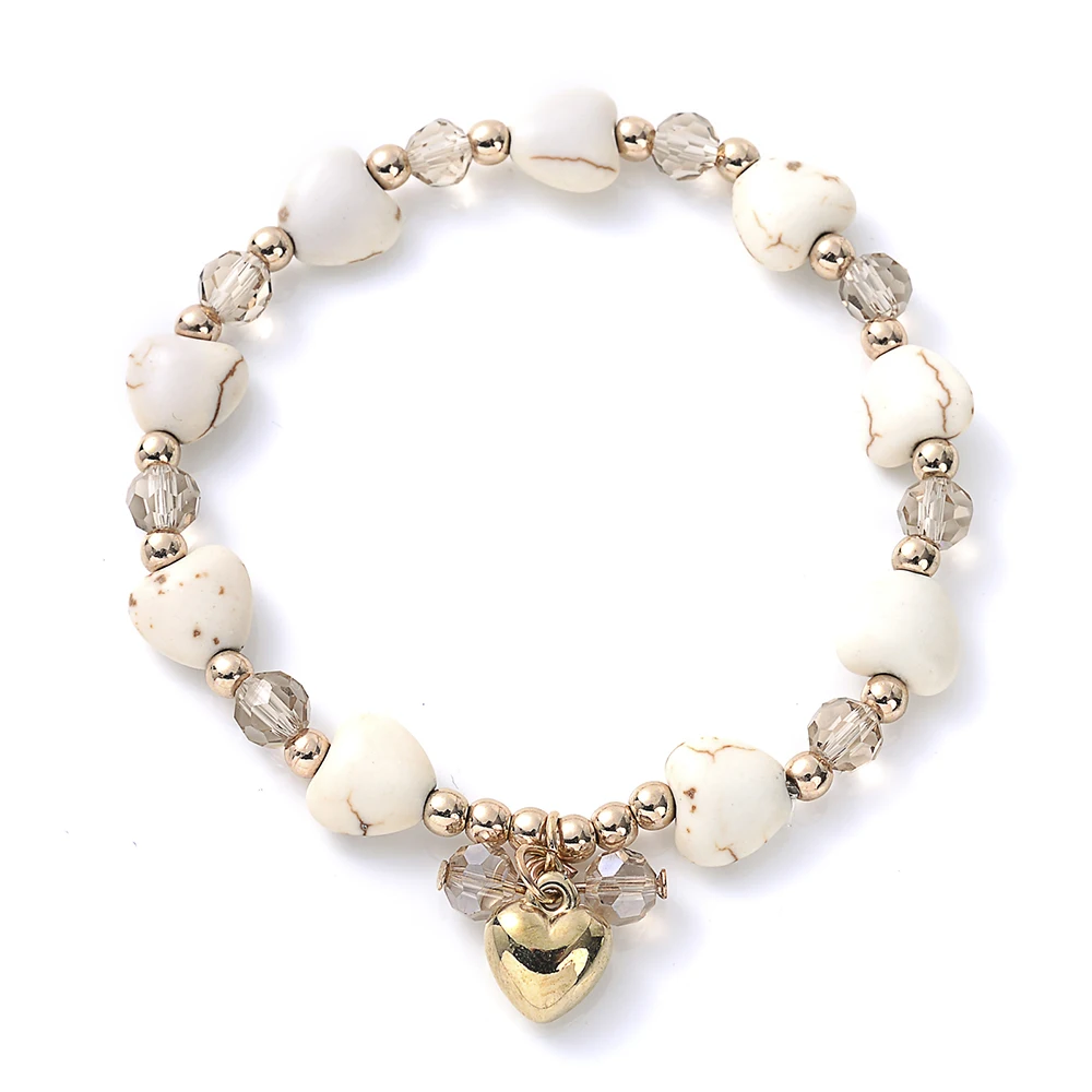 Natural Green Irregular Stone Bracelet Fashion Irregular Beads Charms Hearts Stretch Bracelets Wristband For Women beaded bracelet stone bead bracelet natural stone bracelet