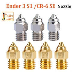 2pcs CR-6 SE Plated Copper Nozzle 3D Printer Parts High Temperature Resistance M6 Thread Brass Nozzles For Ender 3 S1 CR6 SE