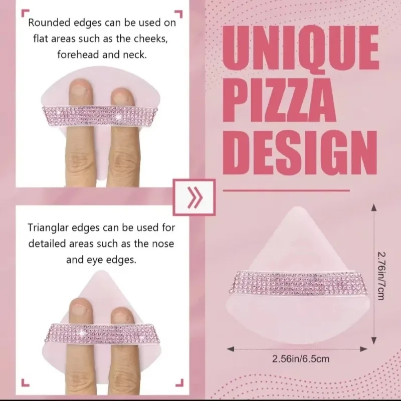 3Pcs 핑크 다이아몬드 트라이앵글 파우더 퍼프 페이스 메이크업 도구 스펀지 벨벳 소프트 스무스 페이셜 뷰티 메이크업 블랙 스펀지 액세서리