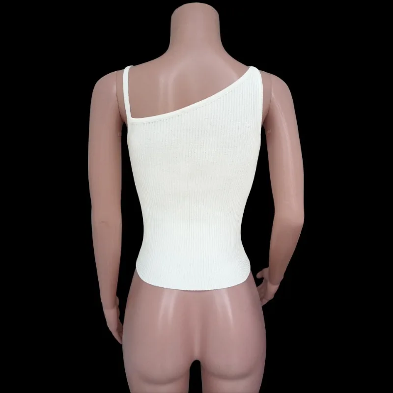 Camiseta negra de moda acanalada para mujer, jersey de espagueti, informal, de retazos, sin mangas, verano 2025, top ajustado para mujer
