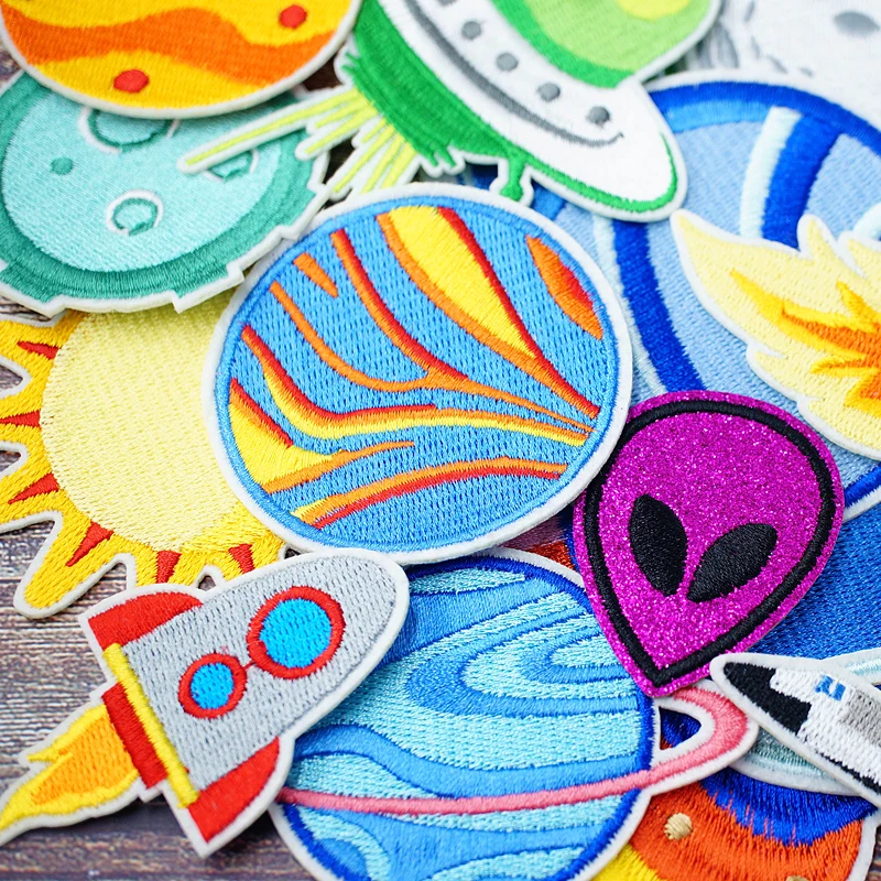 New Arrival Round Space Alien Rocket Eyes Stranger Things Ufo Iron Patch  For Clothing Punk Embroidered Diy Parches Applique - Patches - AliExpress