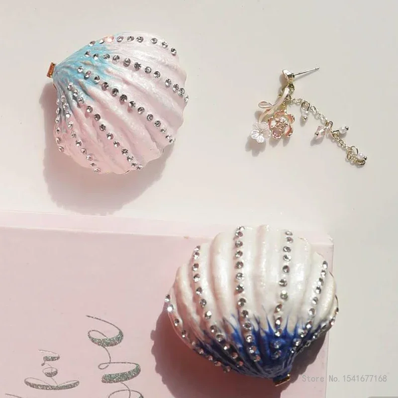 Creative Jewelry Boxes Necklaces Earrings Rings Storage Home Bedroom Decoration Velvet Shell Shaped Empty Bead Treasure Box, 1PC