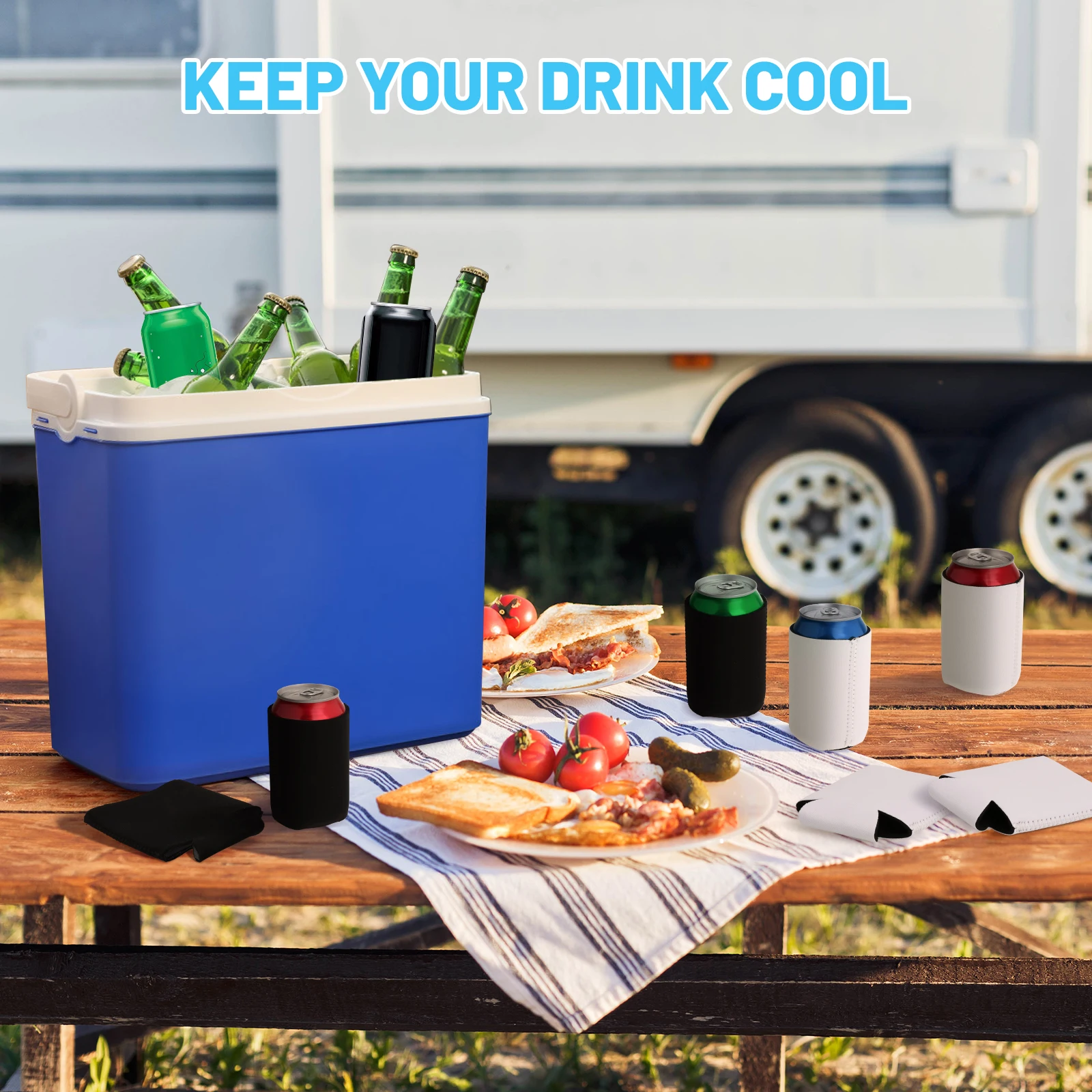 Lightweight Can Coolers Sleeves Soft Insulated Reusable for Water Bottles Hot Cold Drink Soda Cans Cooling Covers Supply 10pcs