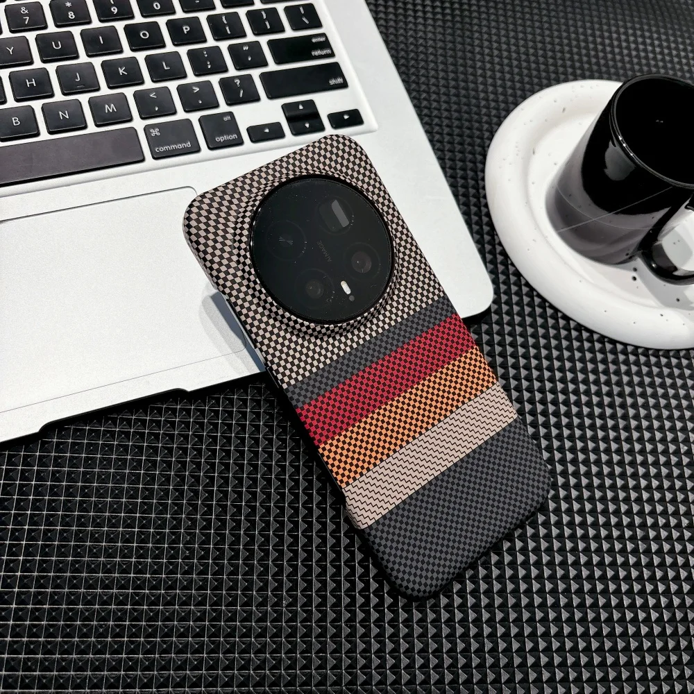 Frameless Carbon Fiber Kevlar Magnetic Phone Case with Stripe Texture