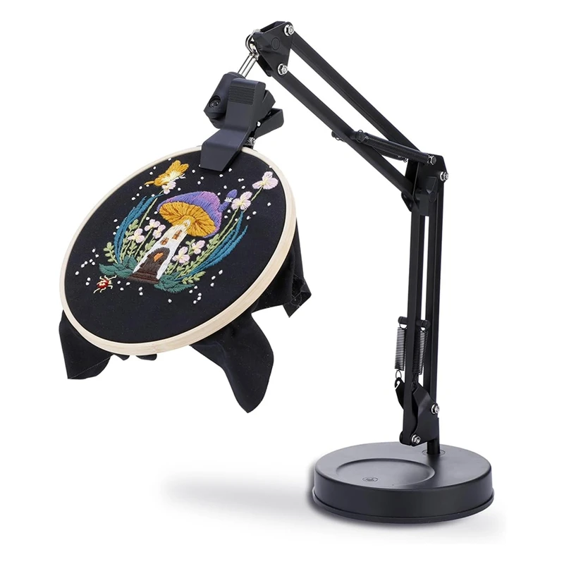 Embroidery Hoop Stand, Adjustable Embroidery Hoop Stand, Foldable Metal 360 Degree Rotation