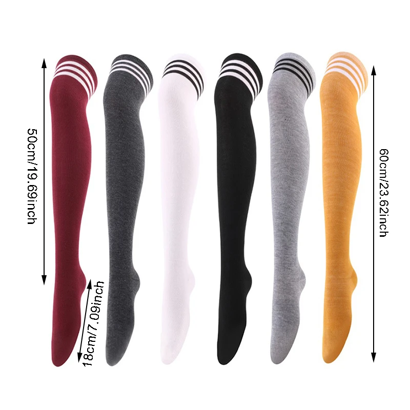 Women Socks Warm Socks Women Over Knee Thigh High Socks Academic Style Black White Striped Long Socks Over The Knee Stockings For Ladies Girls WarmKnee