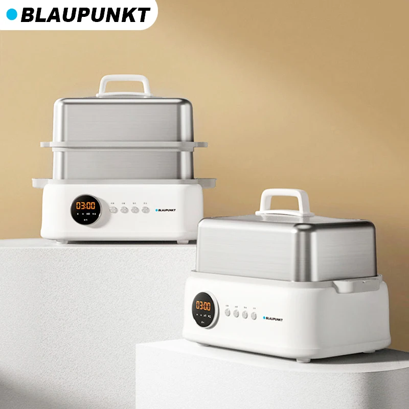 BLAUPUNKT Electric Steamer Household Fast Steaming Heating Multifunction Steamer 10L Stainless Steel 24H Timing For Home Kitchen