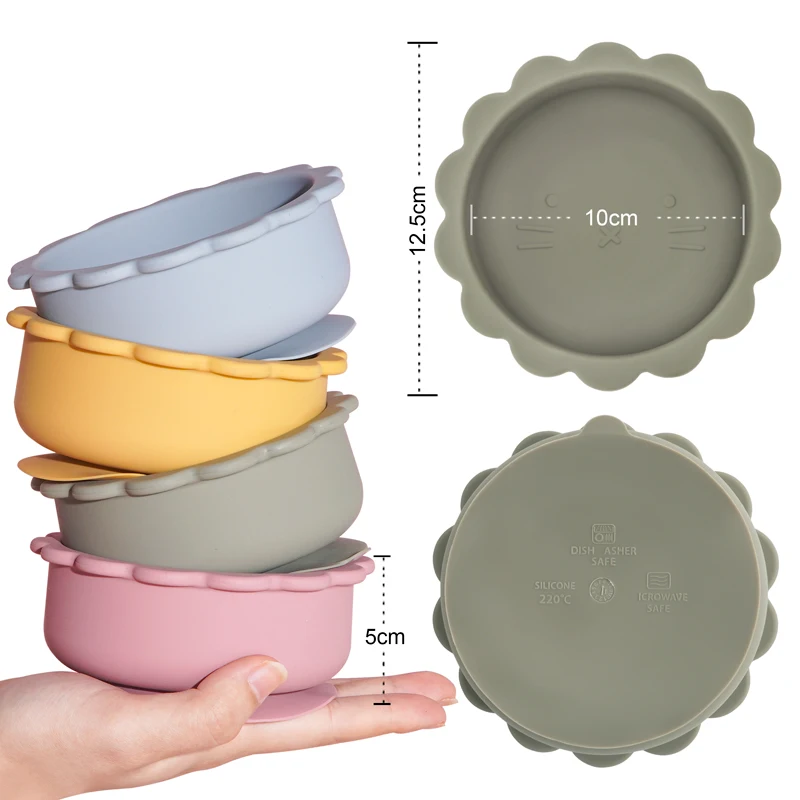 Mother Kids Silicone Cookware Feeding Solid Food Sucker Bowl For Babies Toddler  Dishes Plate Training Children's Tableware 4
