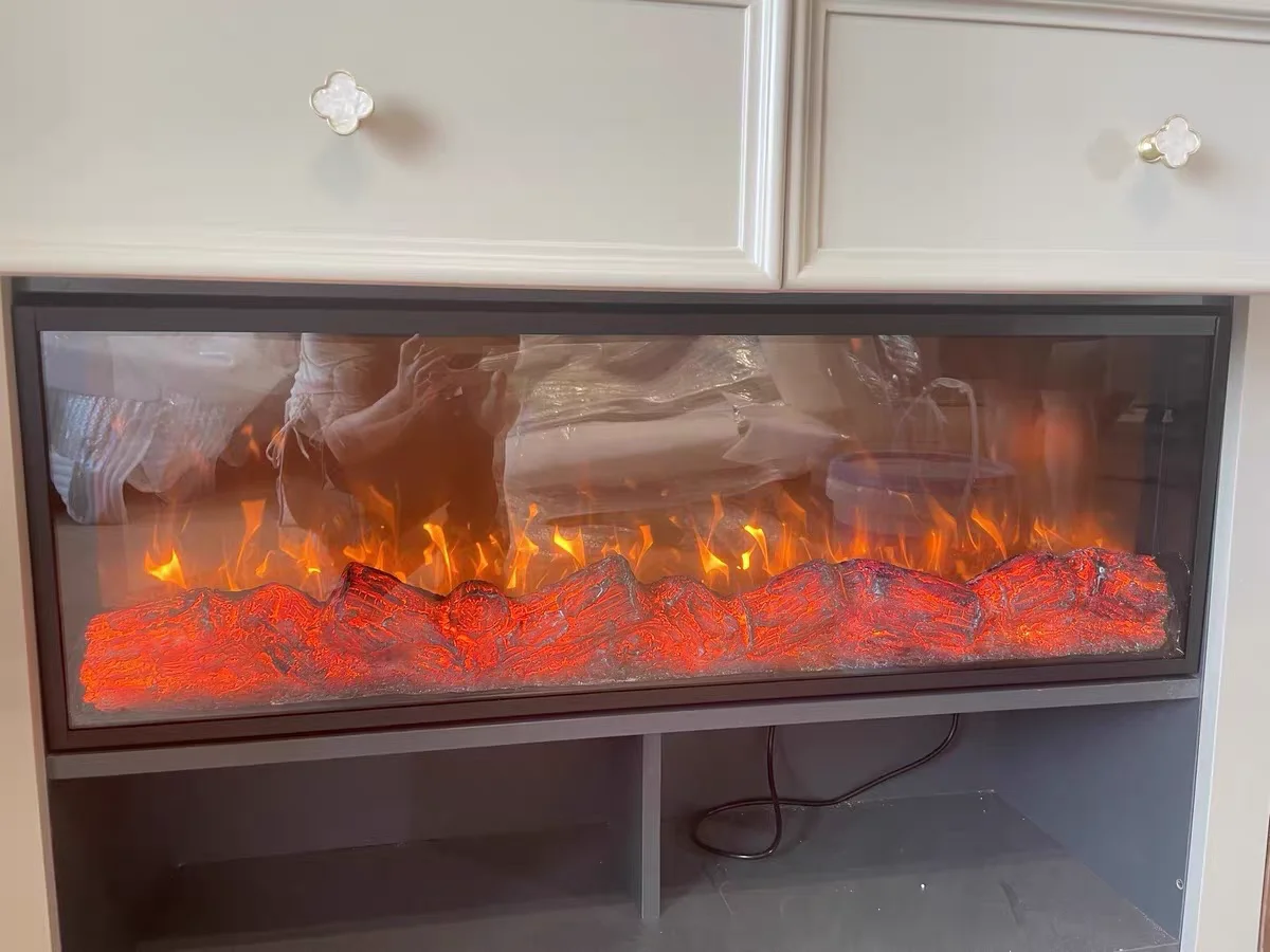 Modern independent intelligent 220v electric fireplace 55 inch modern decorative realistic flame electric fireplace YX231TB
