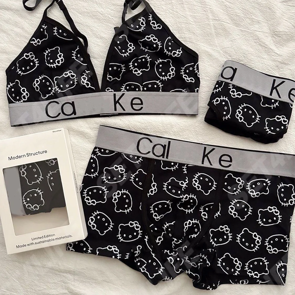 

Couple Underwear Set Sanrios Y2K Hello Kitty for Women Men Anime Kawaii Kt Cartoon Sexy Hot Girl Underwear Bra Sports Shockproof