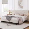 King Size Bed Frame,Upholstered Platform with Adjustable Headboard, Easy Assembly, No Box Spring Needed 1