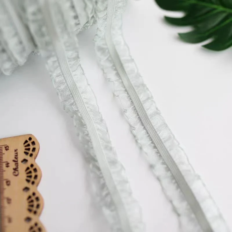 5 mètres/lot noir bleu élastique bilatéral dentelle garniture à volants bricolage ruban de dentelle 2.5 cm de largeur