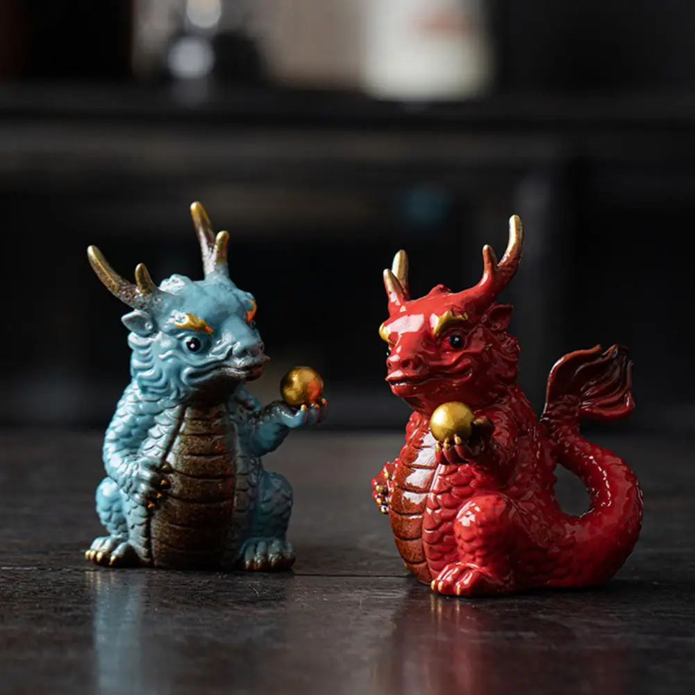 

Ceramics Chinese Dragon Ornament 2024 The Year of Dragon Desktop Dragon Mascot Figurine Statue Sculpture Home Office Table Decor