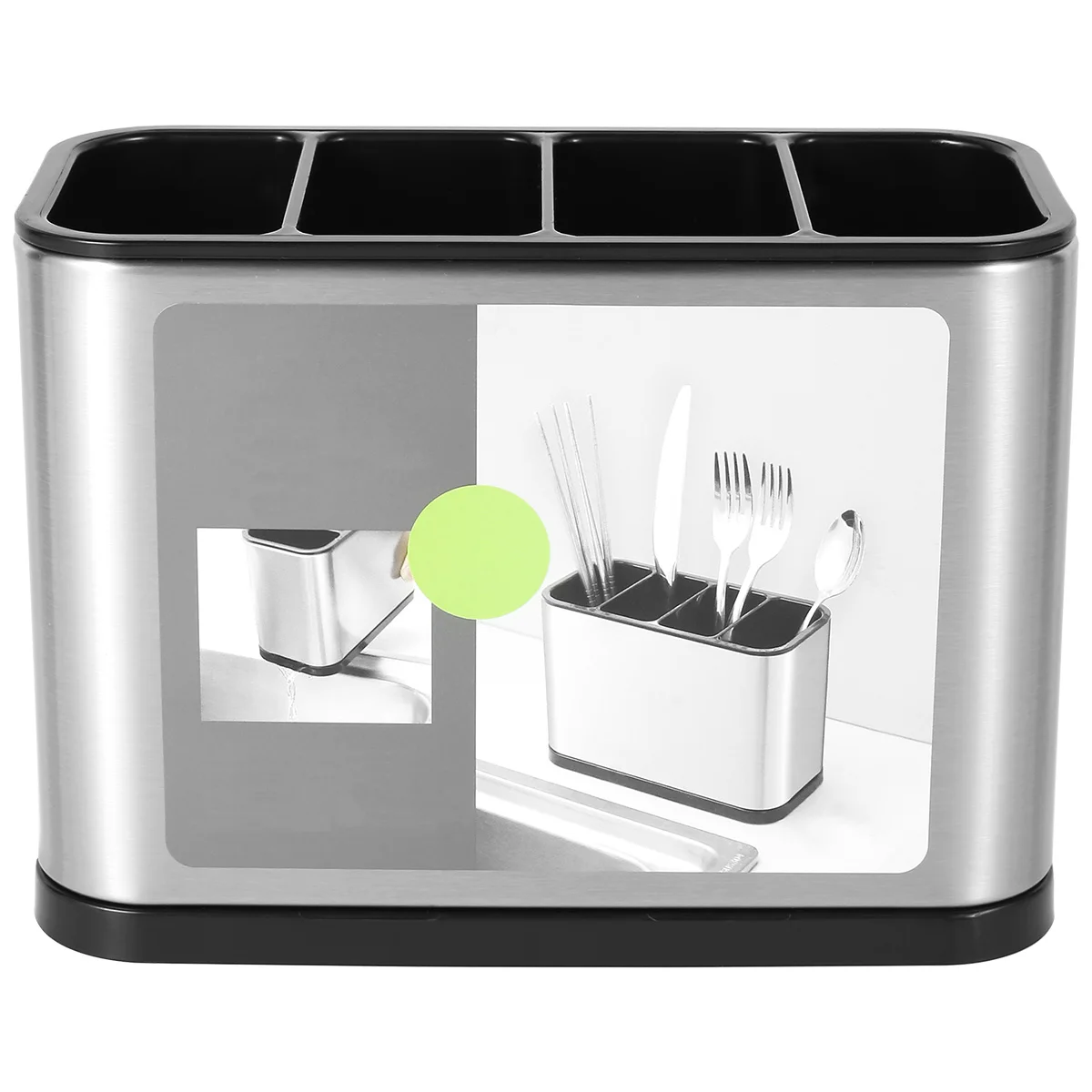 

Kitchen Utensil Holder Stainless Steel Cutlery Holder 4pcs Removable Divider Utensil Knife Spoon Fork Keep Dry Storage Rack