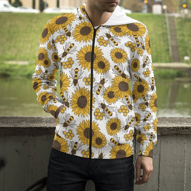 New Yellow Sunflower Flowers Sun Flower Zip Hoodie Men Women