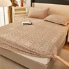 Red Bean Paste Plush Bed Sheet for Winter Warm Bed Cover Twin Queen King Coral Fleece Thick Fitted Sheet Drap Housse 200x220cm 3