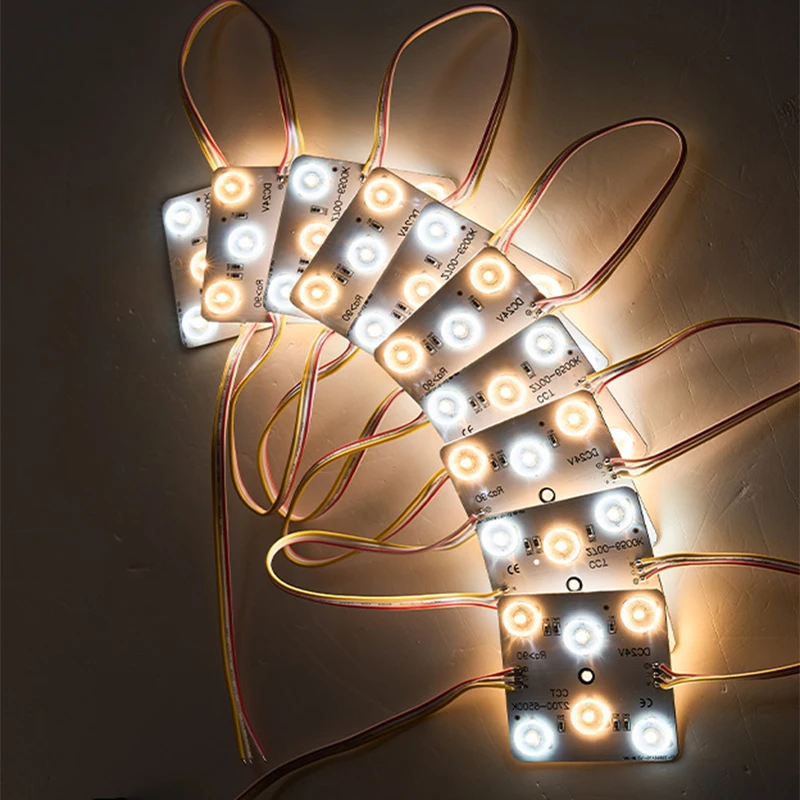 10팩 CCT LED 모듈 조명 3색 24V 디밍 가능 확산형 LED 조명 천장 광고 라이트 박스 간판 백라이트 상점용