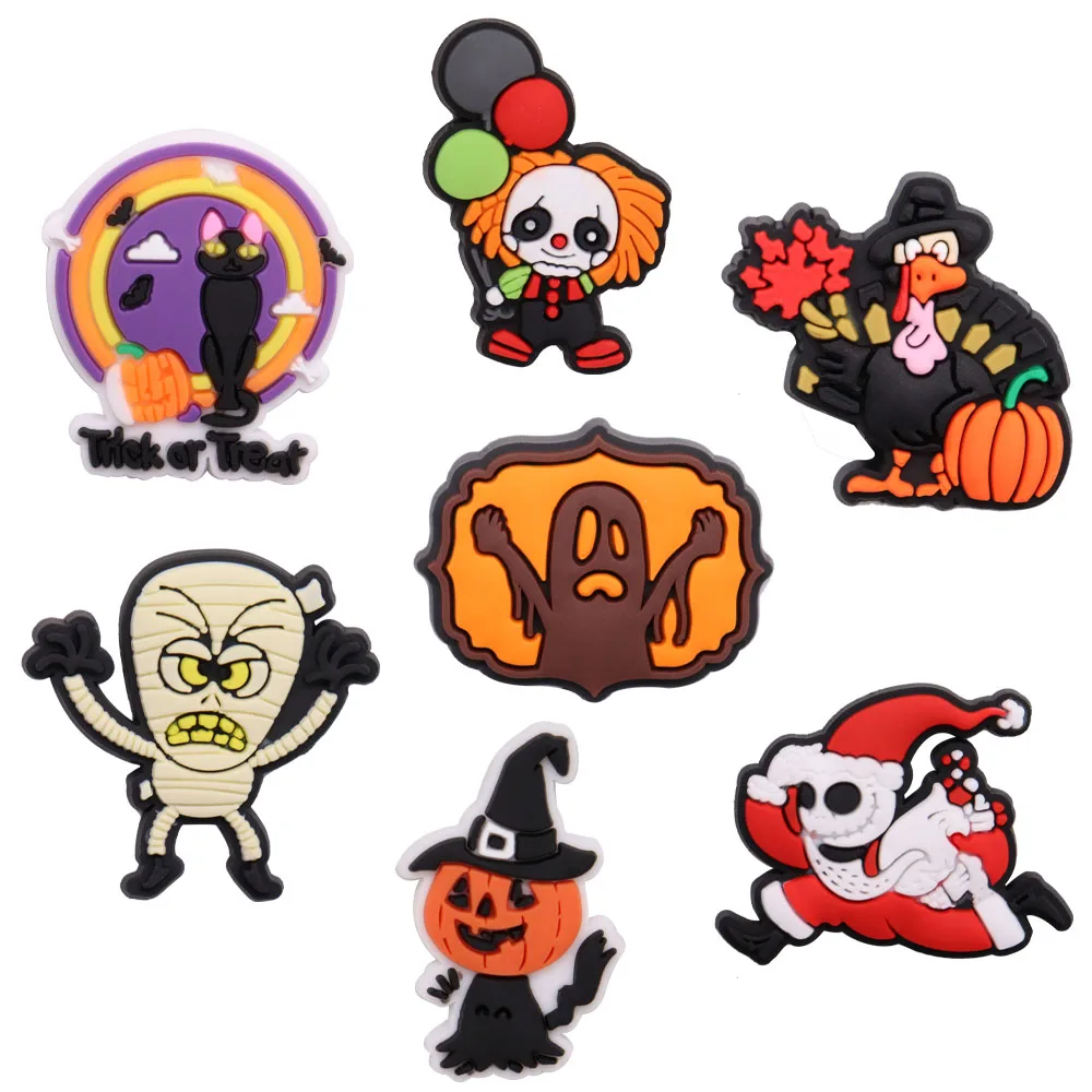 

Mix 50PCS PVC Cartoon Fridge Magnetic Sticker Kawaii Pumpkin Clown Balloon Duck Ghost Mummy Trick Or Treat Refrigerator Magnets