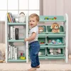 Kids Bookshelf with Toy Organizers and Storage, Multi-Purpose 4-Tier Shelf & 6 Removable Plastic Bins to Organize Books Toys 2