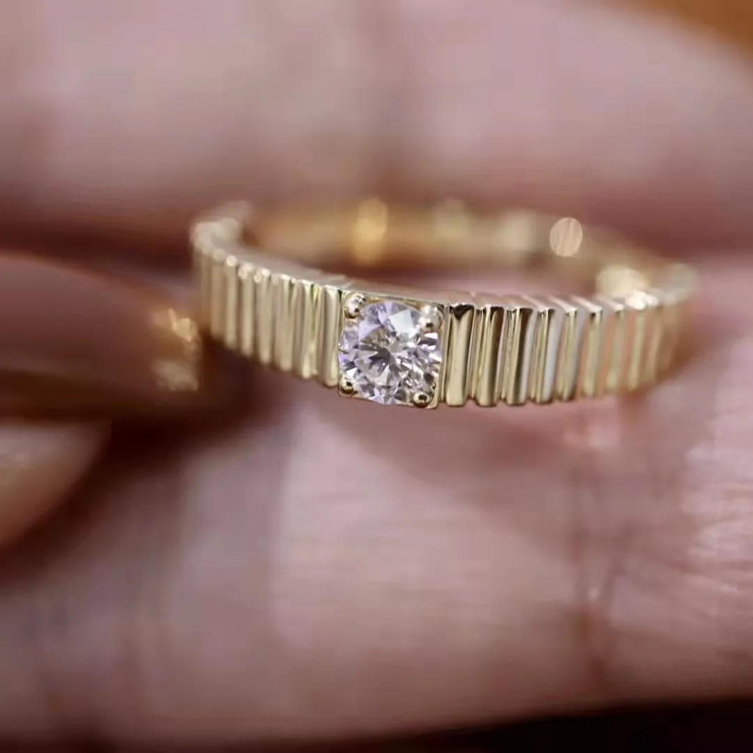 18K Solid Rings 0.20ct Diamond Yellow Gold Jewelry (AU750)JEWELRI FOR WOMAN ACCESSORI JEWELRI EARRING 2022 Trend Wedding Rings