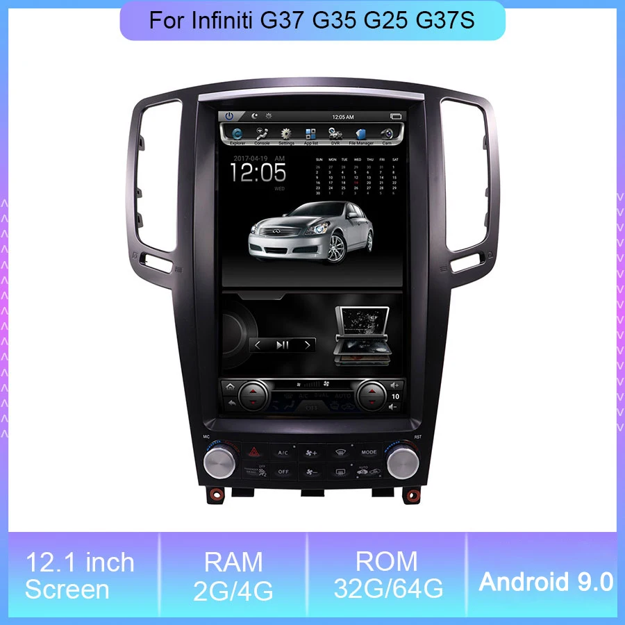 

Tesla Screen 12.1'' Android 9.0 Car Navigation Radio For Infiniti G37 G35 G25 G37S Multimedia Auto GPS Navigation Video Stereo