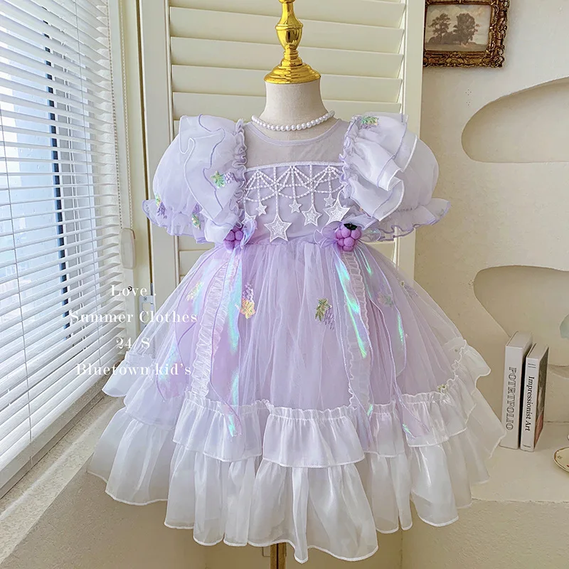 

Летнее платье принцессы для девочек детское модное платье Модная Детская летняя одежда сетчатая юбка для маленьких девочек