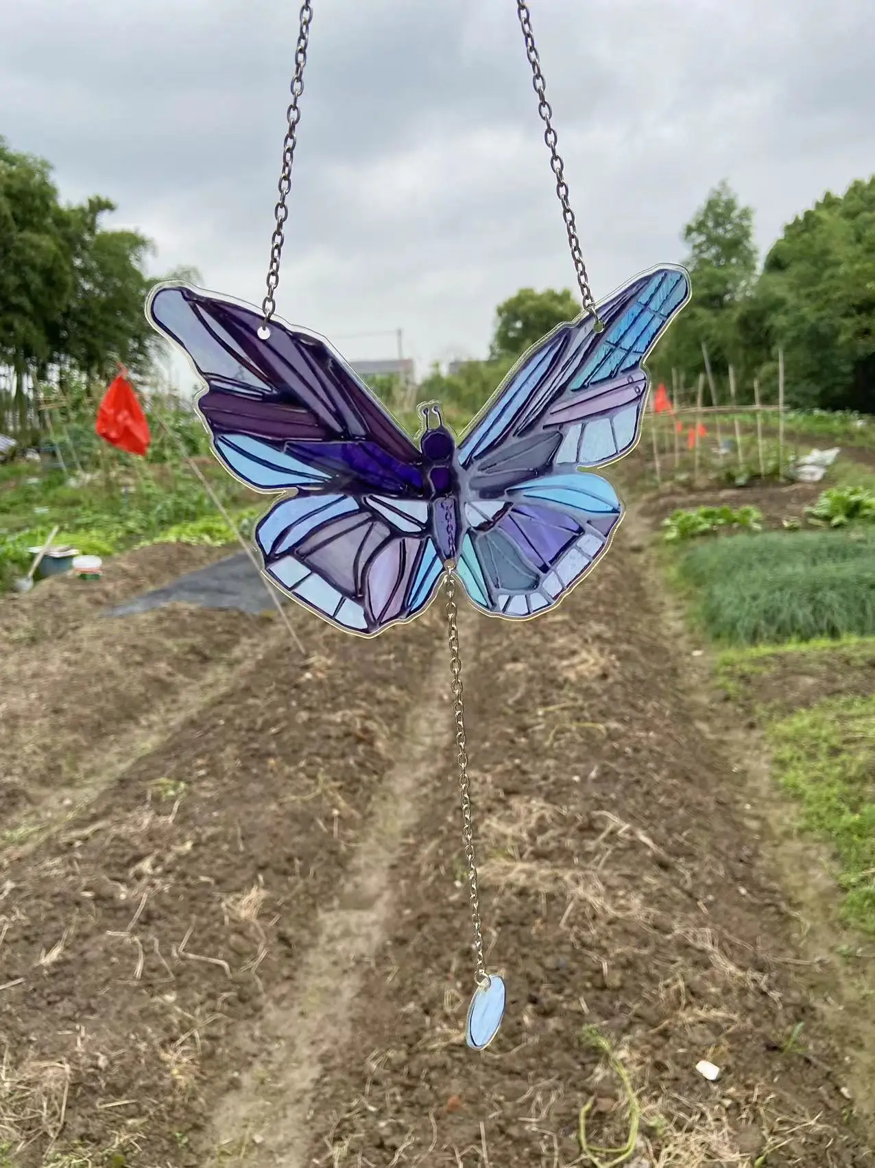 Acrylic Sun Catcher Colorful Butterfly Rainbow Catcher Hangable Wind Chime Window Pendant Garden Decoration Outdoor 3