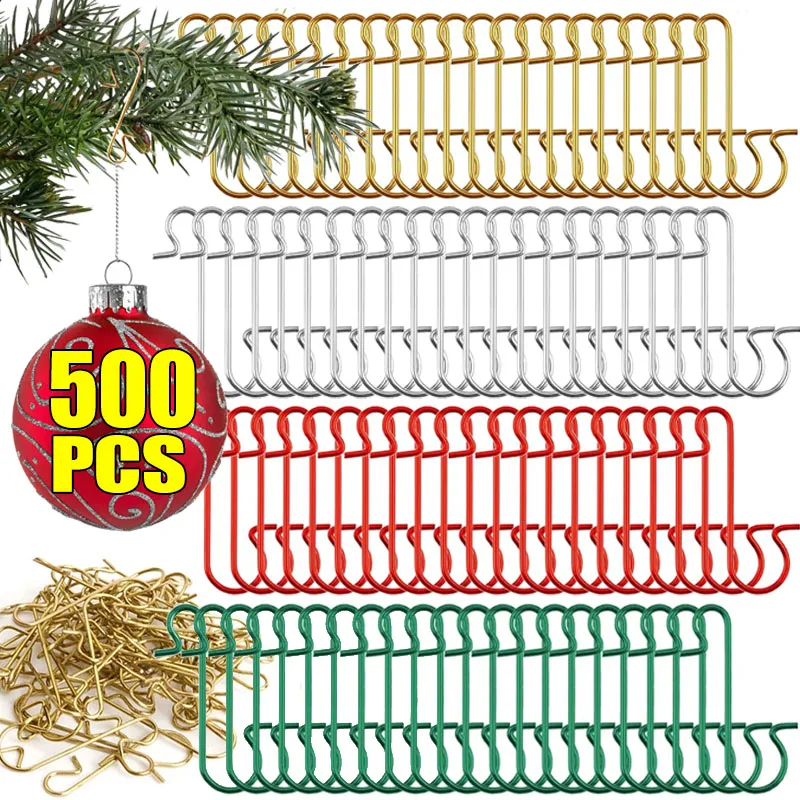 500/50Pcs Christmas Ornament Hooks Mini Metal S-Shaped Hooks Hanger Christmas Ball Hanging Pendant Home Decorations christmas decorations