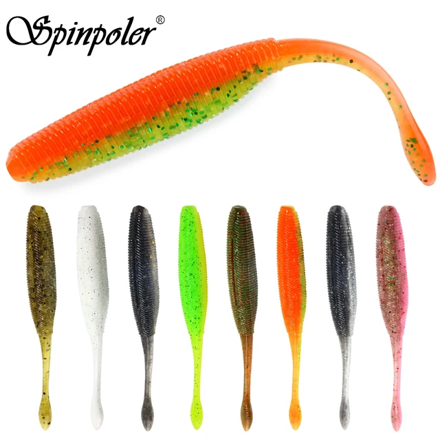 Spinpoler 75mm/90mm/110mm Soft Swimbait Shad Stick Worm Fishing Lure Bait  Artificial Straight Tail Salted