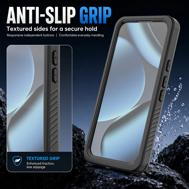 Ultra-Durable IP68 Waterproof Shockproof Full Cover with Anti-Slip Frame