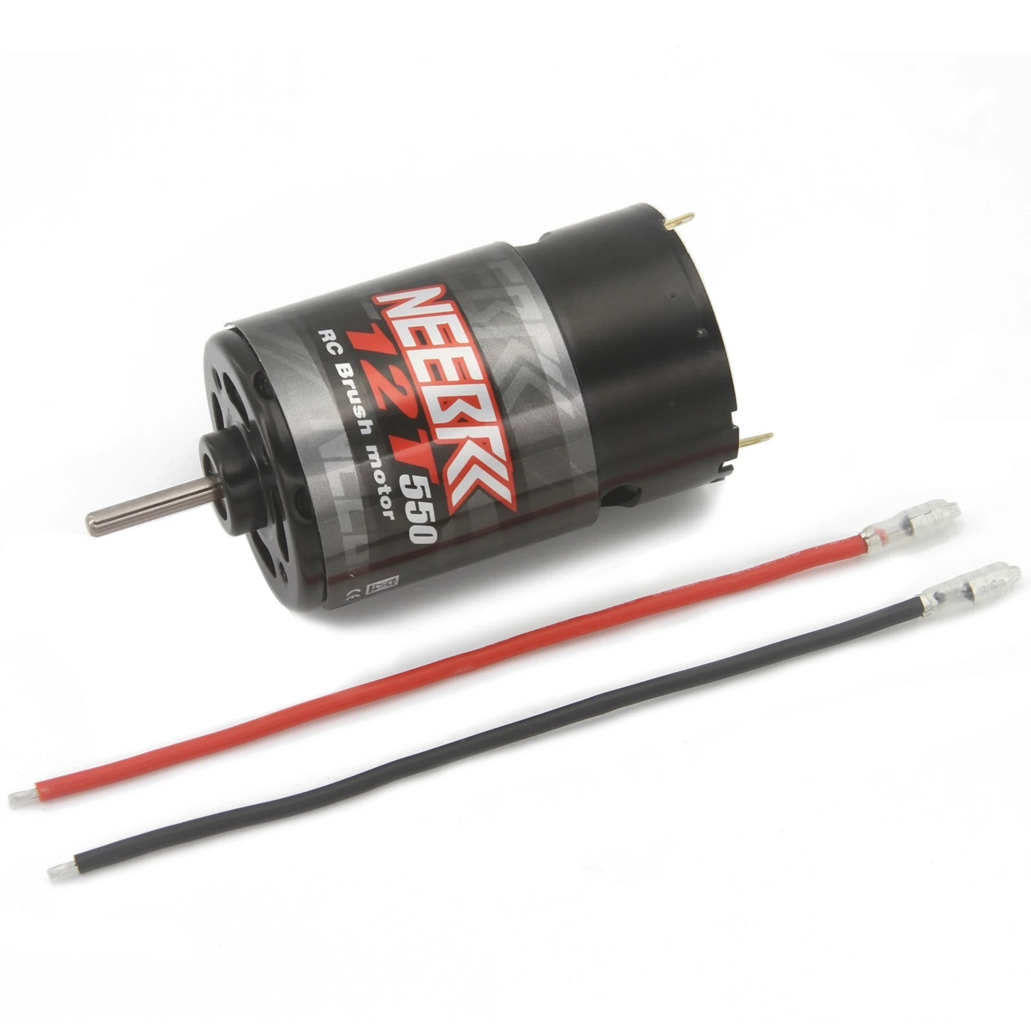 Moteur brossé étanche RC 550 12T-55T pour crawler RC 1/10, détail des connecteurs et du câblage étanche.