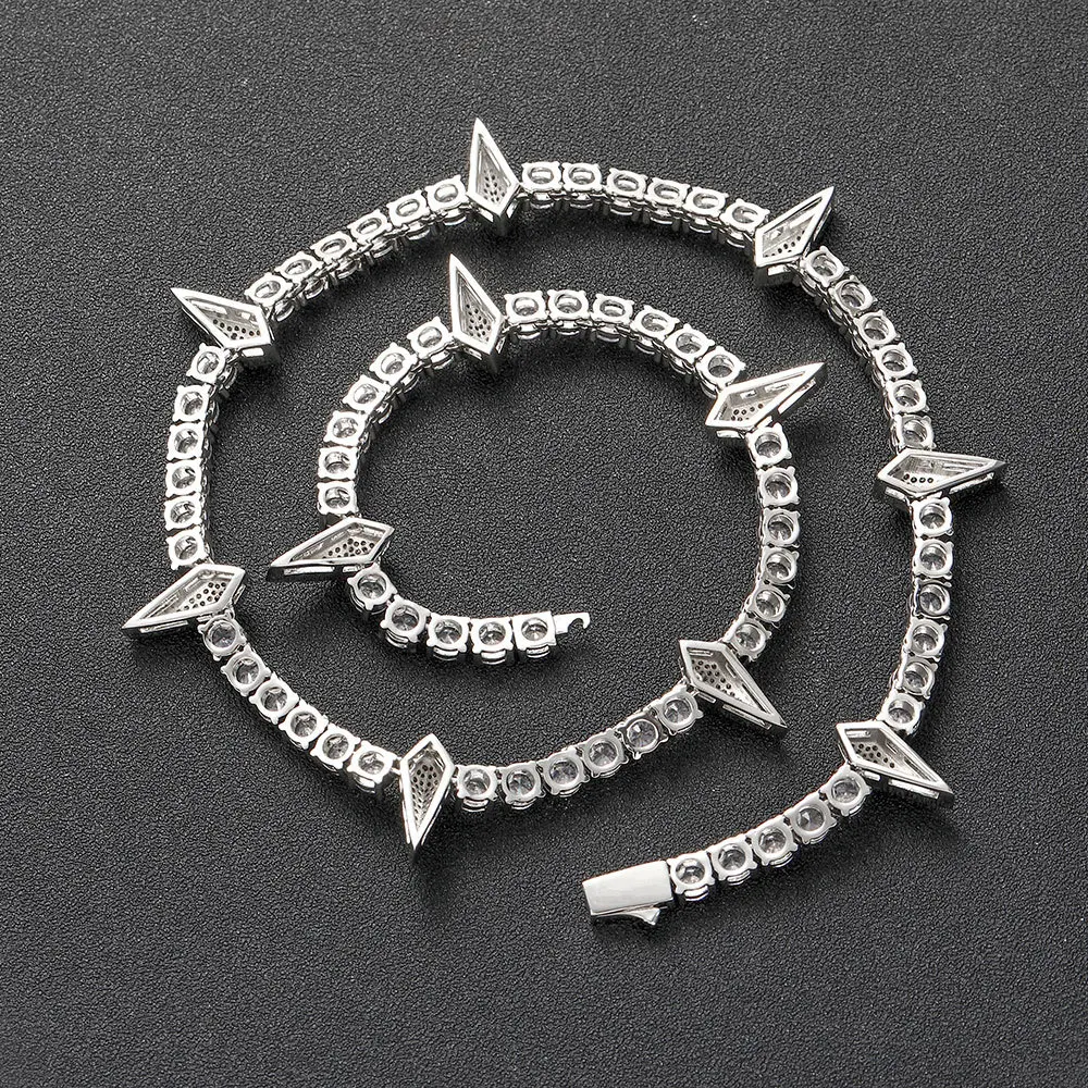 Black Panther Tennis Link Necklace Choker - White Gold 55cm