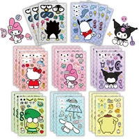 8pcs Cartoon Hello Kitty Kuromi Sanrio Mix Puzzle Anime Stickers Make a Face Assemble Game Decal Assemble Jigsaw Girl Toy Gift 2