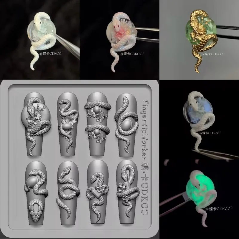 1개 천사 날개 나비 뱀 다이아몬드 3D 아크릴 몰드 네일 아트 장식 네일 DIY 디자인 실리콘 네일 템플릿 네일 몰드