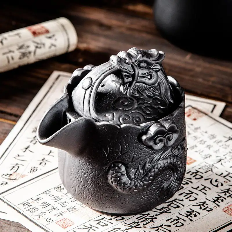300ml Purple Clay Tea Maker Chinese Style Zhu Ni Hand-held Teapot Home Kung Fu Tea Set Handmade Tenglong Teapot