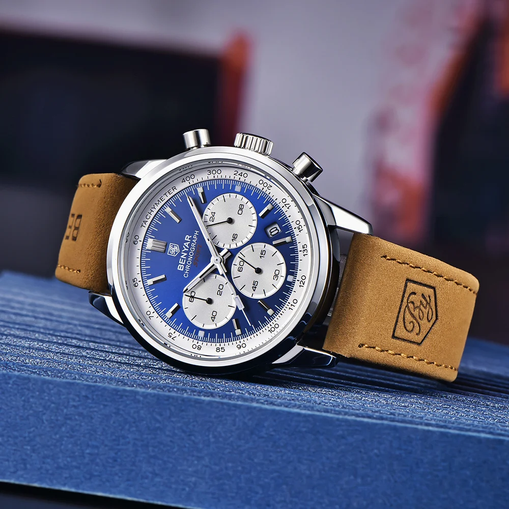 BENYAR Watch For Men Quartz Top Brand 42MM Luxury Watch Chronograph 30M Waterproof Calendar Luminous Men Watch Reloj Hombre